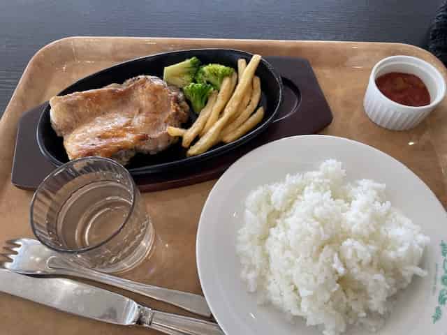 グリルチキンサルサソース、ライス付き